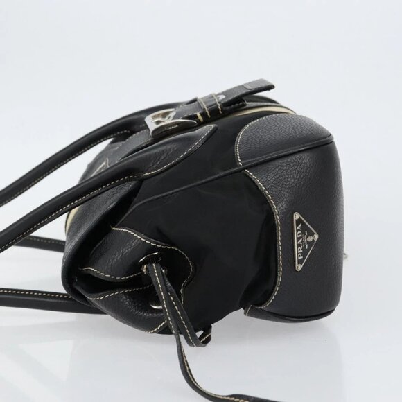 PRADA Shoulder Bag Nylon Leather Black Silver Auth am9430 - Picture 4 of 16
